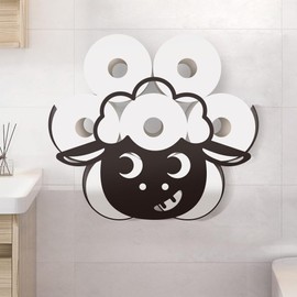WADORN Funny Sheep Metal Toilet Paper Holder, Animal Sheep Decorative Toilet Paper Storage for Extra 8 Rolls Funny Freestanding Animal Decor Paper Roll Organizer for Farmhouse Bathroom Cabinet Space