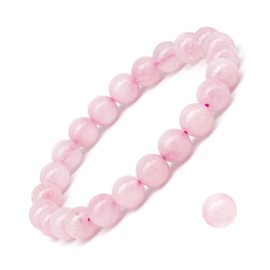 DAZCOLO Natural Gemstone Bracelet 7.5 In Stretch Gems Stones 8mm (0.31") Round | Beads Healing Crystals Quartz | Chakra Bracelet | Y2K | Bracelets for Women Men Girls Gifts (Unisex) (Rose Quartz)