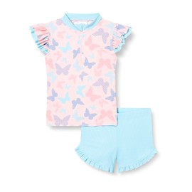 Playshoes Unisex Children's UV Protection Swimming Set Two Piece Swimming Shirt Swimming Shorts Swimwear, butterflies
