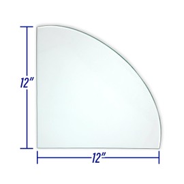STORE FIXTURES DIRECT Corner Tempered Glass Panels for Glass Cube Displays, Quarter Round Glass Shelving Displays, 12" W x 12" L x 3/16" Thick, 2 Pack