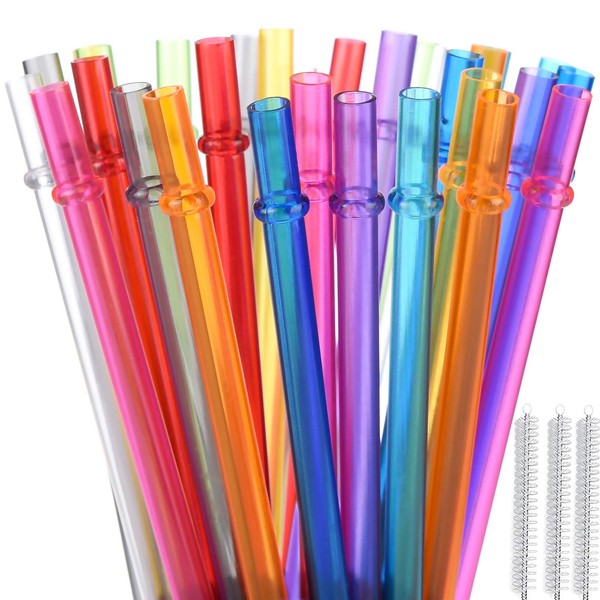 ALINK 35-Pack Tritan Hard Plastic Reusable Straws with Cleaning Brush, 10.5 in Long Thick Unbreakable Straws for 30 OZ Tumblers, Mason Jar, Yeti, Tervis