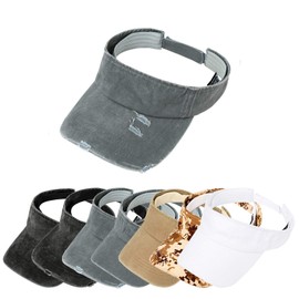 ANDICEQY Sun Visor Hats Adjustable Empty Top Baseball Cap Cotton Visors Sports for Women (Retro Gray)