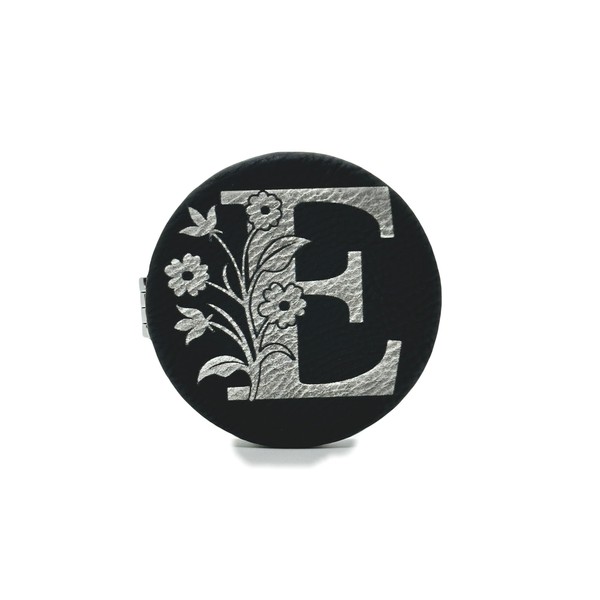 Personalized Compact Mirror, floral Initial, Custom Leatherette mirror, bridesmaid stocking