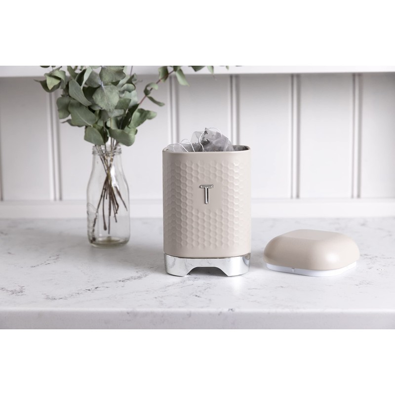 KitchenCraft Tea Storage Caddy with Lid, Latte Cream, 11.5 x