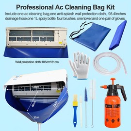Ac Cleaning Bag with Wall Protection Cloth, 13Pcs Mini Split Cleaning Kit, Ac Cleaning Kit, Air Conditioner Cleaning Kit, Split Ac Unit Cleaning Kit, Mini Split Air Conditioner Cleaning Bag