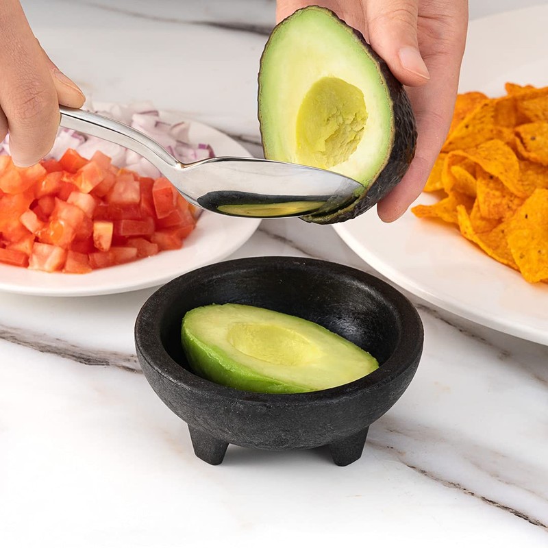 4 oz Black Thermal Plastic Molcajete Bowl - 4" x