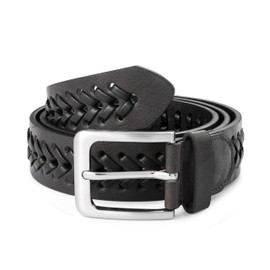 MILORDE Leather Braided Belts for Men, Handmade, Causal Woven Leather Jeans daily wear (Z Brown, XS 24-28")