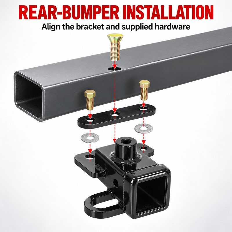 Ram 1500 2 Inch Rear Bumper Trailer Hitch Receiver, Heavy