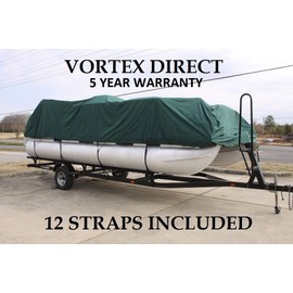 Vortex Brand NEWGREEN 22' Ultra 3 Pontoon/Deck Boat Cover, HAS Elastic and Straps FITS 20'1" to 21' to 22' FT Long Deck Area, Beam UP to 102" 1 to 4 Business Day DELIVERY