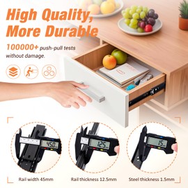 REGUDA Drawer Slides Ball Bearing 3 Folds Full Extension Side Mount Cabinet Runners Glides Rails Track 100 Lbs Load 10 12 14 16 18 20 22 24 Inch Black (1 Pair (Black), 24 inch)