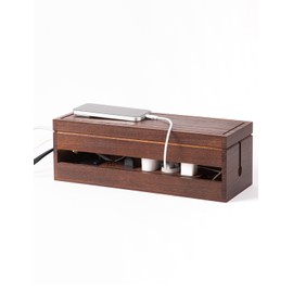 Wood Cable Management Box, Wire Organizer & Cable Hider Box with Lid, Power Strip Protector Boxs for Desk, Floor, Home, Office & Extension Leads – Decorative Cord Organizer