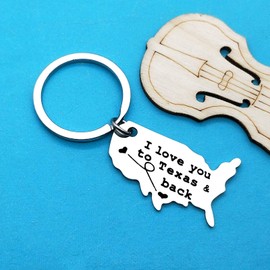 Long Distance Relationship Gifts Keyring I Love You to Texas and Back Keyring Girlfriend Boyfriend Gift Going Away Gift Valentine Day Gifts Anniversary Keyring Gifts for Him Her