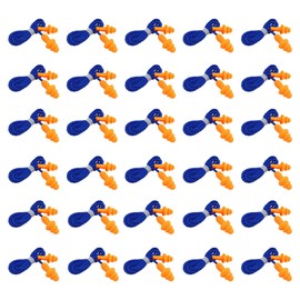 FUIPVGI 30 Paar Ohrstöpsel mit Kabel, wiederverwendbare Silikon-Ohrstöpsel, Schlafgeräuschunterdrückung, zur Geräuschunterdrückung und Gehörschutz (Orange)