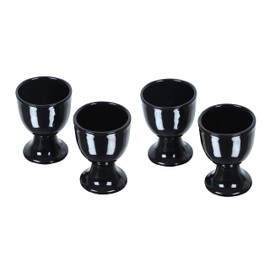 Soft Boiled Egg Holder | Ceramic Egg Cup Set | Ceramic Egg Holder Pottery Housewarming Gift set of 4 (Black Finish)