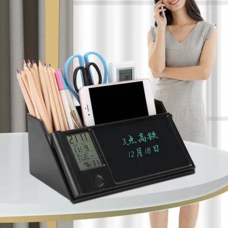 Multifunctional Electronic Calendar Desktop Storage Box with LCD Writing Pad