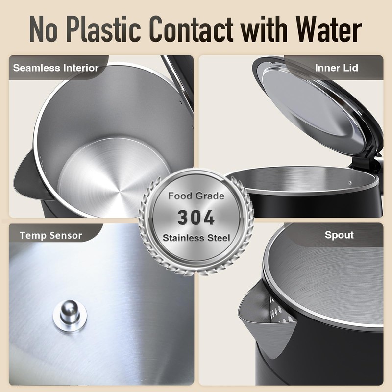 Electric Kettle 1.7L Touch Screen Temperature Control Water Boiler, No