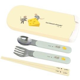Ken Onishi Leo Lionni Trio Set LUNCH SERIES Cheese Size: Approx. W8.4 D19.7 H1.8 / Spoon: Approx. W2.6 H13.7 / Fork: Approx. W2.5 H13.5 / Chopsticks: Approx. H16.2 LLC-1511