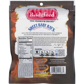 Bridgford Sweet Baby Ray's Original Beef Jerky, High Protein, Zero Trans Fat, Made With 100% American Beef, 3 oz, Pack of 1