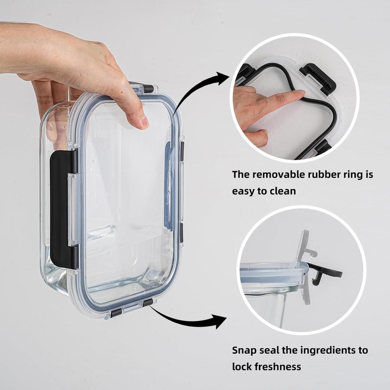 Pmssypl Glass Food Storage Containers with Airtight Locking Lids, 4-Piece