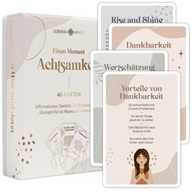 40 Mindfulness cards by Lebenskompass®, anti stress mindfulness cards, affirmations, exercises, good luck cards & quotes cards, gift idea/small gift for women & girlfriend