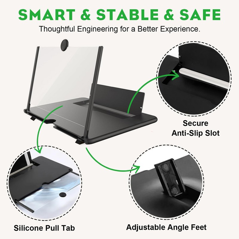 16 Inch Smartphone Screen Magnifier 3D HD Foldable Amplifier Phone