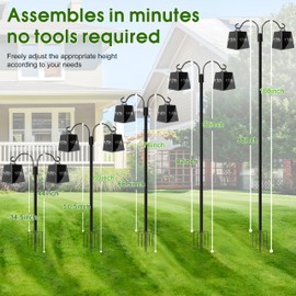 XDW-GIFTS Shepherds Hooks for Outdoor, 2-Pack 108 Inch Heavy Duty Bird Feeder Pole, Garden Pole for Hanging Plants, Lantern, Hummingbird Feeder, Hanging Plant Stand with 5 Base Prongs