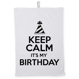 Hippowarehouse Keep calm it's my birthday Tea Towel Eco Printed Dish Cloth Kitchen accessory 50cmx70cm 100% Cotton