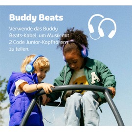 Fresh 'n Rebel Code Junior Wireless Bluetooth Headphones for Kids, Safe Sound (<85dB), Includes Audio Cable and Sticker, Buddy Beats, LED Light Effects. 48 Hours Playtime (Cool Candy)