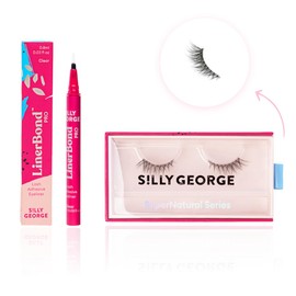 Silly George SuperNatural Series Starter Kit - Pretty Lashes with Adhesive Eyeliner | Clear Band gives Lashes Natural Look | Extra Strong Hold for False Eyelashes (Luna, LinerBond™ Clear)