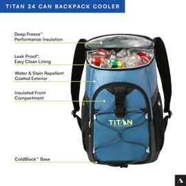 Titan Deep Freeze Backpack Cooler 24 Can Cooler Bag Insulation, Marine Blue