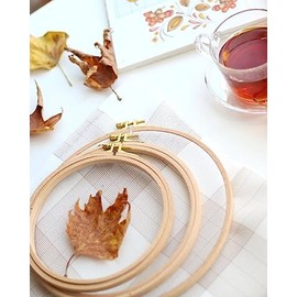 Nurge 6Inch, 7Inch and 8 Inch (1 Piece of Each Size) Premium Beech Wood Gold Clasp Embroidery Hoop 8mm/0.3" Thickness (3 Pcs Bundle Set 6/7/8")