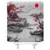 FILMILIL Asian Decor Shower Curtain Red Plum Blossom Branch Japanese