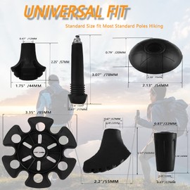 Walking Poles Rubber Buffer Alpenstock Replacement Feet Pack of 12 Hiking Poles Trekking Poles Rubber Replacement Caps Walking Pads in Various Shapes for Asphalt Gravel Mountains and Soft Surfaces