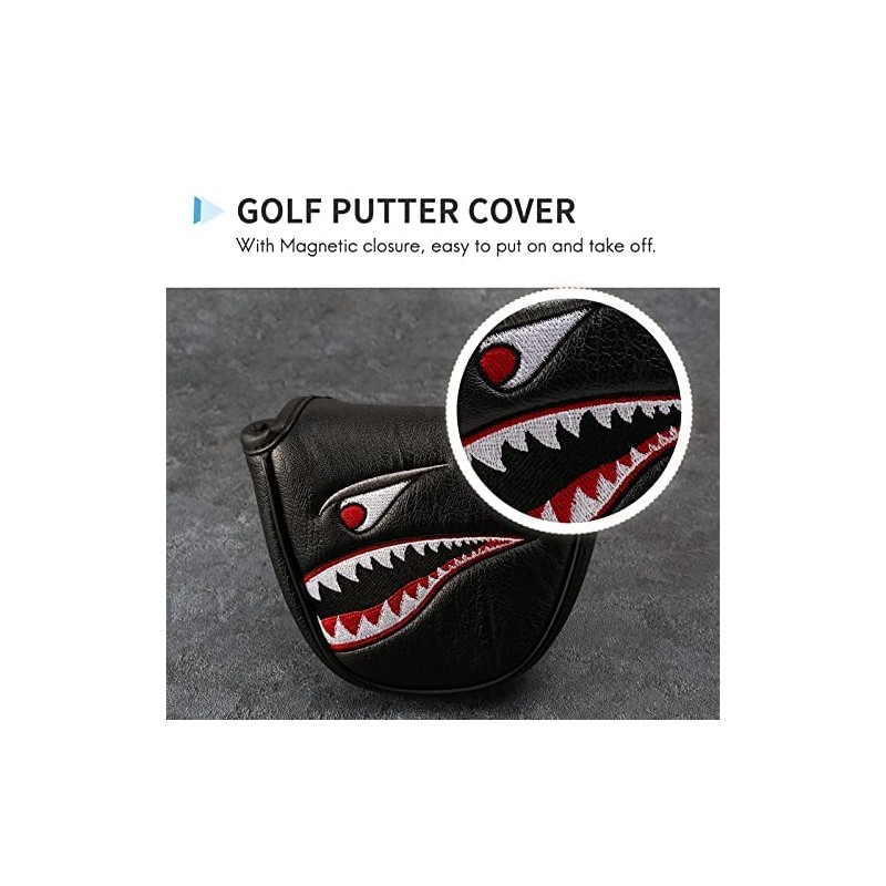 Hacbop 1Pc PU Leather with Shark Embroidery Magnet Golf Mallet