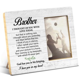 Yuzi-n Memorial Brother Gifts, Sympathy Gifts for Loss of Brother, Remembrance Brother Wood Picture Frame for 4x6 Inches Photo