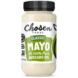 Chosen Foods Classic Avocado Oil Mayo, Non-GMO, 100% Pure, Unsweetened, Gluten Free, Dairy Free for Sandwiches, Dressings and Sauces, Off-white, Traditional, 24 Oz