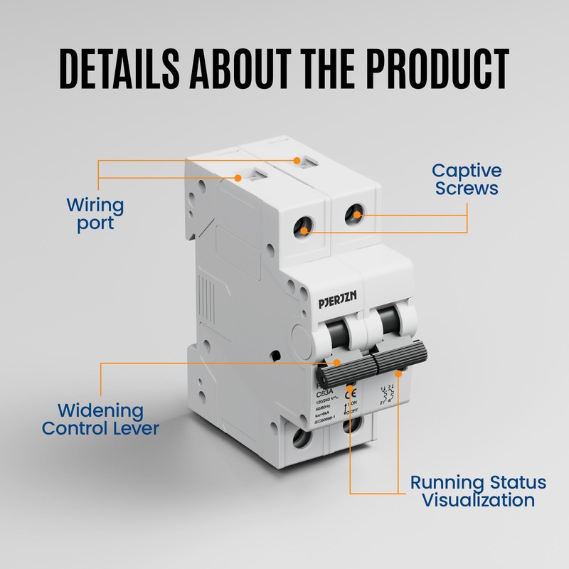 Pjerjzn Miniature Circuit Breaker 120/240VAC 32A Double Pole Circuit Breaker