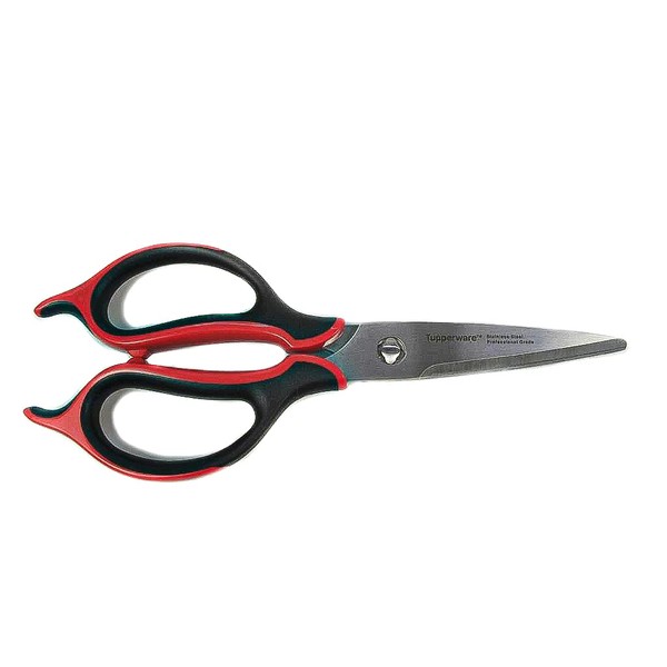 Tupperware D94 Ergonomic Kitchen Scissors with Rinse Cloth 626 Red/Black