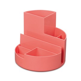 Maul Desk Organiser Round Box Diameter 14 x 12.5 cm Organiser with 6 Compartments Pen Holder for Pens, Markers and Scissors Pen Organiser for Office and Desk Touch of Rose