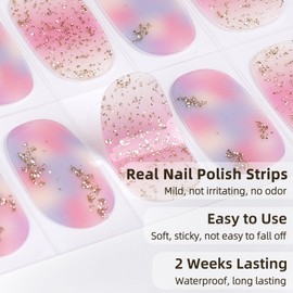 Gelnägel zum Aufkleben - 22 Stück echte Nagellack Aufkleber Nagelfolien Selbstklebend Nagel Stickers Nagelaufkleber Abziehbilder Langlebige Nagellackstreifen für Frauen Mädchen