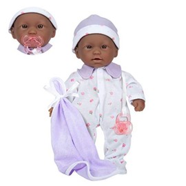 JC Toys La Baby African American Baby Doll Set – 11 Inch Soft Baby Doll with Accessories Including a Removable Purple Outfit – Small Baby Doll Toy for Children 12 Months and Older
