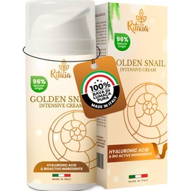 Ritalia® Organic Face Cream 100 ml, 75% Snail Slime & Hyaluronic Acid Moisturising Anti-Age Care for Men and Women Against Wrinkles, Scars & Stains