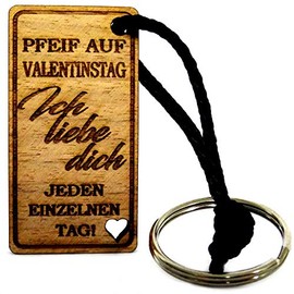 Lieblingsmensch Wooden Keyring with Whistle on Valentine's Day, walnut
