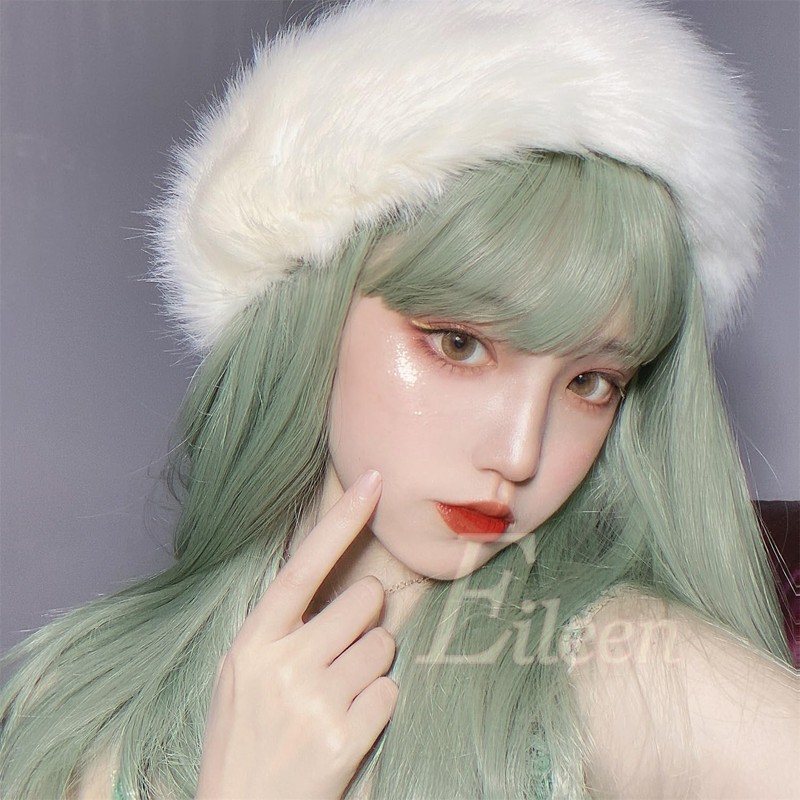 Eileen Semi-Long, Light Green Wig, Women’s Wig, Straight, Natural, Harajuku,