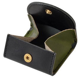 Zario Grande ZAG-S002 Coin Purse, Men's, Tochigi Leather, Genuine Leather, Small, Box Type, Made in Japan, Black × Green
