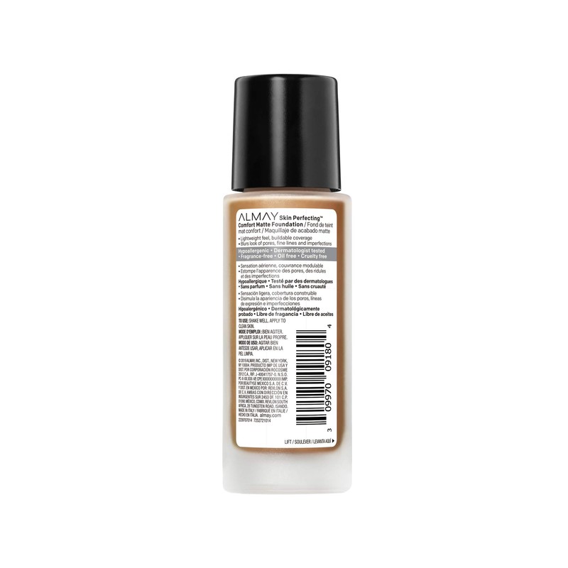 Almay Skin Perfecting Comfort Matte Foundation Liquid Makeup, Hypoallergenic, Cruelty-