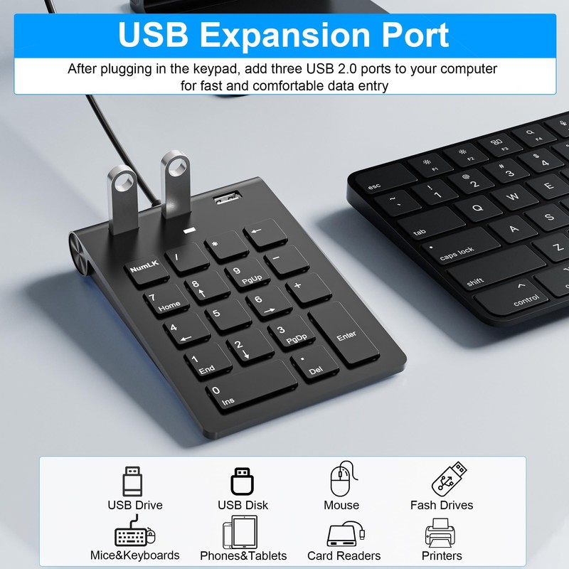 Suejezt 18 Key Wired Numeric Keypad with 3 Port USB