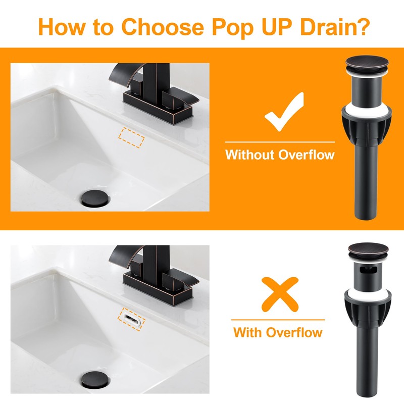 TIORIY Vessel Sink Drain Without Overflow, Plastic Bathroom Pop up