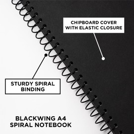 Blackwing Spiral Notebook - Blank/Plain Paper, A4 Size (8.27 x 11.69 in), Spiral Binding, 160 pages, 80 GSM