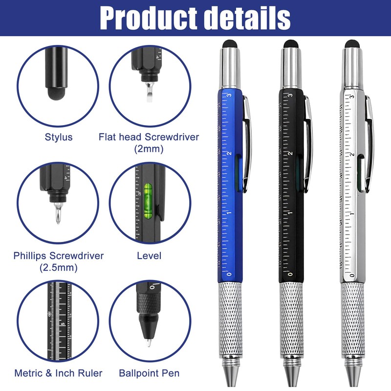 LDBKLGHJ Multifunction Tool Pen, 6 in 1 Multi-tool, Writing Instrument,